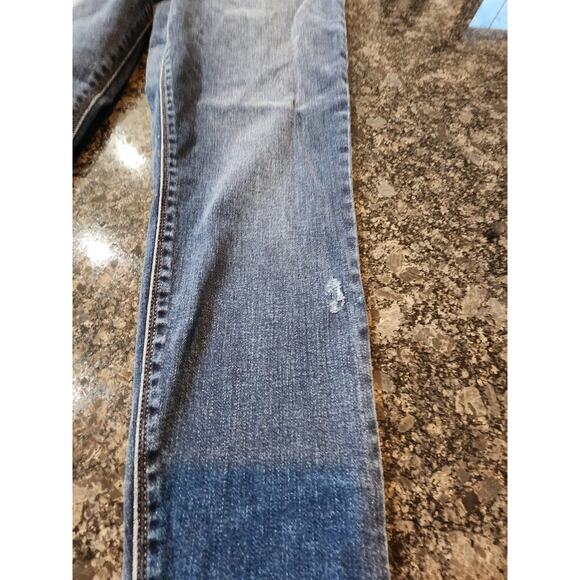 Spanx Distressed Ankle Skinny Jeans, Medium Wash Denim Raw Hem Jeggings Sz Large - Picture 2 of 9